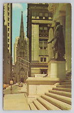 Postcard Trinity Church Looking Down Wall Street New York City picture