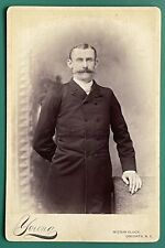 Antique Victorian Cabinet Card Photo Handsome Man With Mustache Oneonta, NY picture
