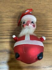 Vintage Santa Claus Glass Ornament Red Fat Belly Beard Mica Glitter Christmas picture