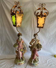 Antique C. 1960 Azzolin Brothers Large Capodimonte Table Lamps Porcelain Italy picture