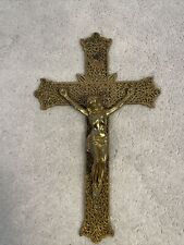Vintage Gallo NYC Jesus Crucifix Filigree Gold Tone Metal 9