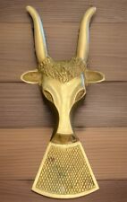 Vintage 1970s Heavy Brass Boot Jack BULL Horns Head Steer Longhorn Western Decor picture