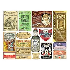 Antique Style Apothecary Label Stickers, Bathroom Décor, Cut & Peel Sheet, 891 picture
