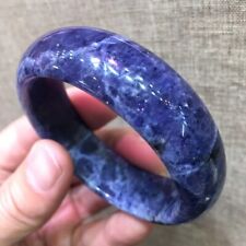 53mm Natural Blue Iolite Crystal Gemstone Bangle Bracelet Handmade AAA picture