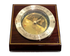 Seiko Quartz World Time Date Line Analog desk Clock Red Airplane Second Hand VTG picture