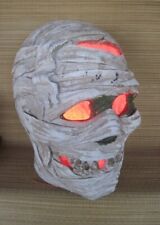 Large Molded Plaster Ceramic Mummy Head w/Lights Inside Horror Monster Decor picture