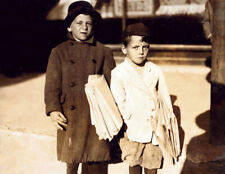 1913 6 Year Old Newsboys, Beaumont, Texas Old Photo 8.5