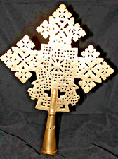 Brass Ethiopian Processional Cross Orthodox Coptic Christian, Copper Pins picture