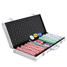500PCS Chips Poker Chip Set Holdem Table Cards Game Blackjack Roulette 5 Dices picture