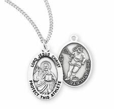 Women's Lacrosse Jesus Sterling Silver Medal Necklace  picture