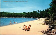 Greetings From Crawfordsville IN Indiana Beach Scene Postcard UNP VTG Unused picture