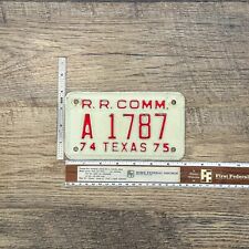 Original TEXAS 1974 75 Rail Road Commission License Plate - A-1787 picture