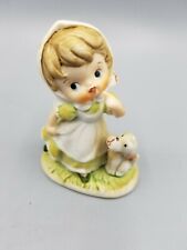 Vintage Homco Girl With Dog Puppy Porcelain Figurine Green picture