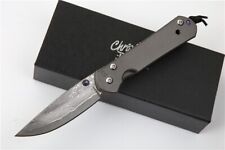 Small Sebenza21 Damascus Blade Titanium Handle Tactical Pocket Folding Knife Edc picture