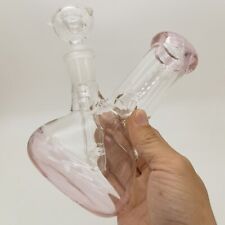 15cm Glass Bong Pink Base Water Pipe Smoking Hookah Bubbler W/ 14mm Round Bowl picture