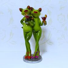 Sister Frog Drinking Drink Figurine Funny Creative Cute Resin Handmade Art Decor picture