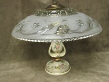 1930's Porcelain Porcelain Floral Ceiling Light Fixture with Glass Floral Shade picture