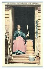 Postcard Churning, A Mountain Woman at one of her Chores, linen X21 picture