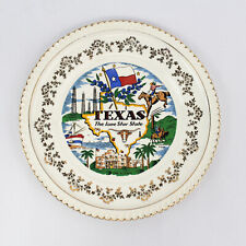 Vintage Texas Souvenir Plate The Lone Star State Gold Rim Detail 10 Inch picture