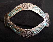 SIGNED NAVAJO Sterling | Gibson Gene | Turqoise Inlay | Belt Buckle picture