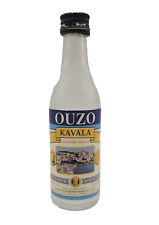 1990s Greek Ouzo Kavala Empty Miniature Glass Bottle Cap Nice Label picture