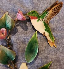 Vintage Bovano of Cheshire Hummingbird Flowers Enamel Copper Sculpture Wall Art picture