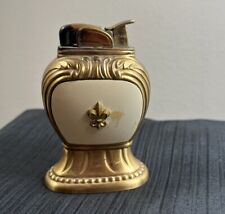 Vintage EVANS TABLETOP LIGHTER - Brass and Enamel Fleur de Lis UNTESTED picture