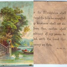 c1880s x2 Christian Paper Trade Cards Bible Quotes Psalm Neat Typography C31 picture