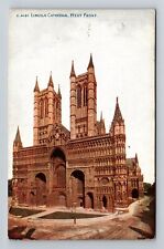 Lincoln-England, West Front Lincoln Cathedral, Vintage Postcard picture