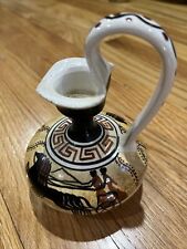 Vintage Kutahia Athens Greece Small Pitcher Hand Painted Chariot Black Horses picture