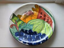 Vintage Talavera Mexico Stoneware Pottery Round Platter Hand Painted Fruit 11.5