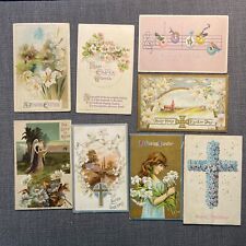 Antique Postcard Lot 8 Lithograph Easter Greetings Junk Journal Ephemera picture