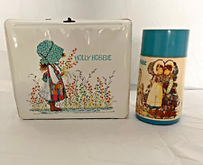 1972 Holly Hobbie White Vinyl Aladdin Lunchbox And Thermos Vintage “Rare” Read picture