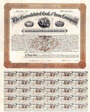 Consolidated Coal and Iron Co. - $500 1888 dated Bond - Mining Bonds picture