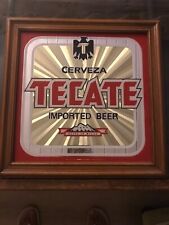 TECATE Cerveza Framed Bar Mirror-16.5x16.5