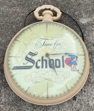 RARE Vintage TIME FOR SCHOOL Pocket Watch Shaped Wall Clock Elf Gnome Hobo picture