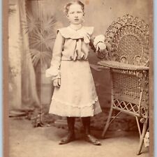 c1880s Philadelphia, PA Irish-Like Girl Cabinet Card Photo Getter Wicker B15 picture
