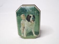 Vintage Walter's Palm Toffee Tin St. Bernard Dog & Child CUTE picture