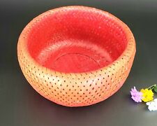 Antique 1880's - Bright Red/ Orange- Japanese Meiji Ikebana Double Sided Basket  picture