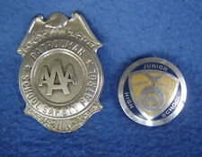 Vintage AAA ENAMEL SCHOOL SAFTEY PIN & PATROLMAN BADGE ~Automobile Triple A Club picture