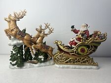 Vintage Member’s Mark Santa Sleigh And Reindeer Figurines Set Great Cond picture