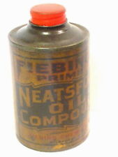 Antique Fiebings Prime Neatsfoot Oil Compound Paper Label Tin ½ Full Buggy Top picture