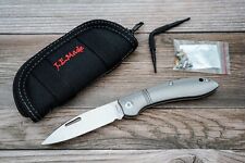J.E. Made Phoenix Slip Joint Knife, Satin CPM-S35VN, Smooth Stonewashed Titanium picture