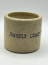 Vintage Stonewear Candle Holder | 2 in Tall | Angels Light The World | Ivory picture