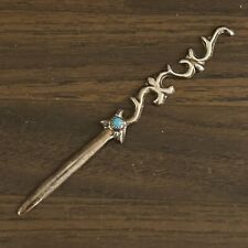 Vintage Native Solid Sterling Letter Opener w/ Turquoise Accent Weighs 10 Grams picture