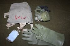 Original Pre 1991 Iraqi Army Named Canvas Gas Mask Bag, Gas Mask & Gloves Set picture