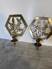VTG Solid Brass Gatco Wall Sconces Set of 2 Bird Floral Design Candle Holder picture