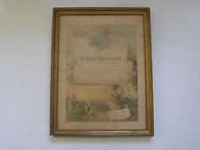 ANTIQUE FRAMED  LITHOGRAPHY AMERICAN MARRIAGE CERTIFICATE ISSUED DECEMBER 1910 picture