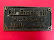 ANTIQUE G .L. Eberhardt  Maschinenfabrik  Halle a. Saale bronze plate 1935s picture
