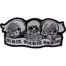 Embroidered Patch (Iron-On), See No Evil Speak No Evil Hear No Evil Skulls picture